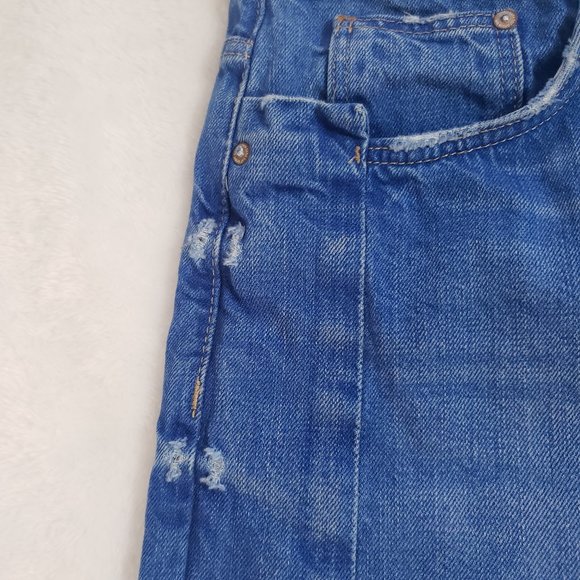 ZARA TRAFALUC High Rise Button Fly Frayed Denim Short SZ 8 - Picture 10 of 16